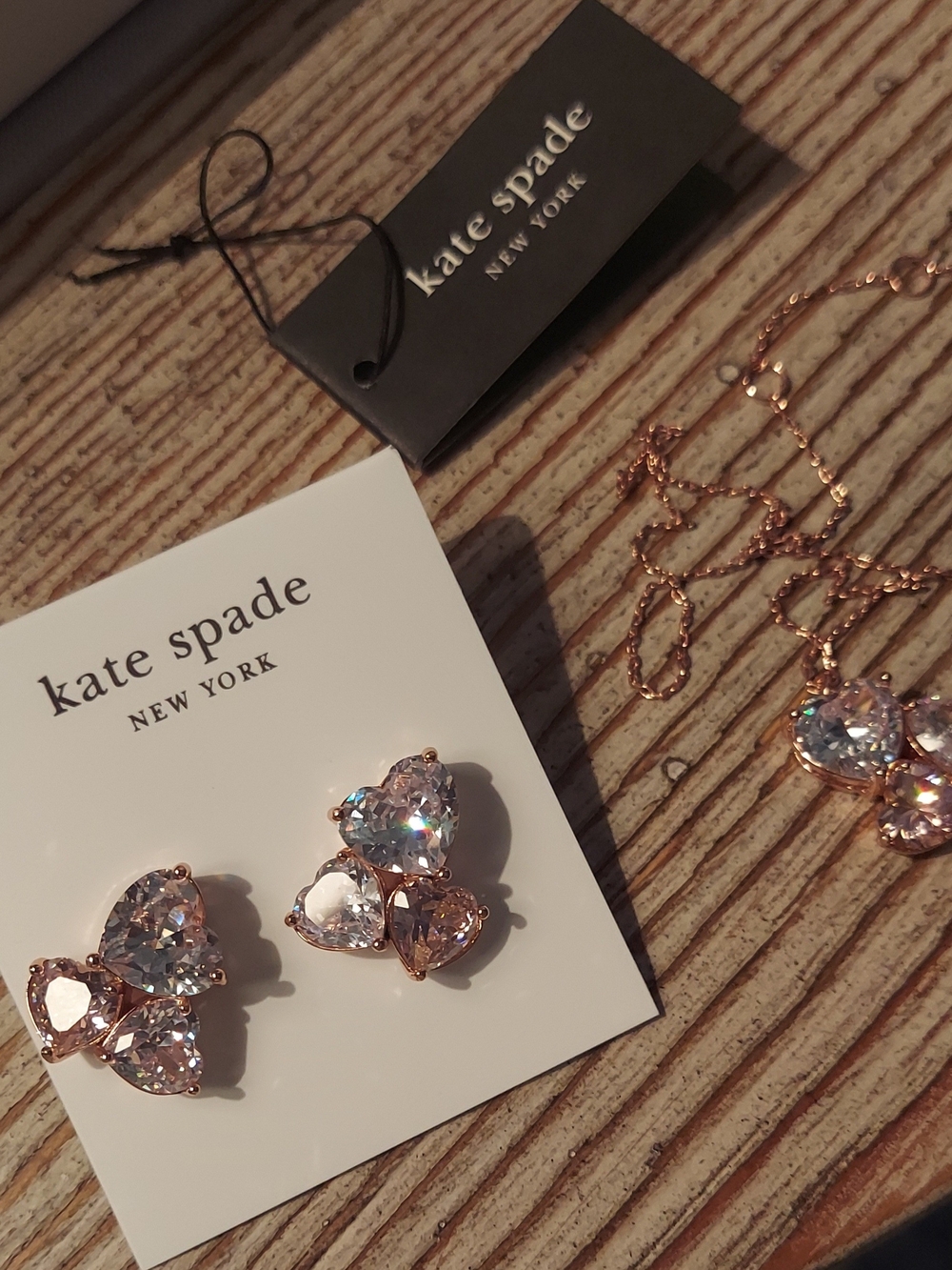 kate spade Rose Gold Iridescent Crystal Cluster Earrings & Matching Pendant